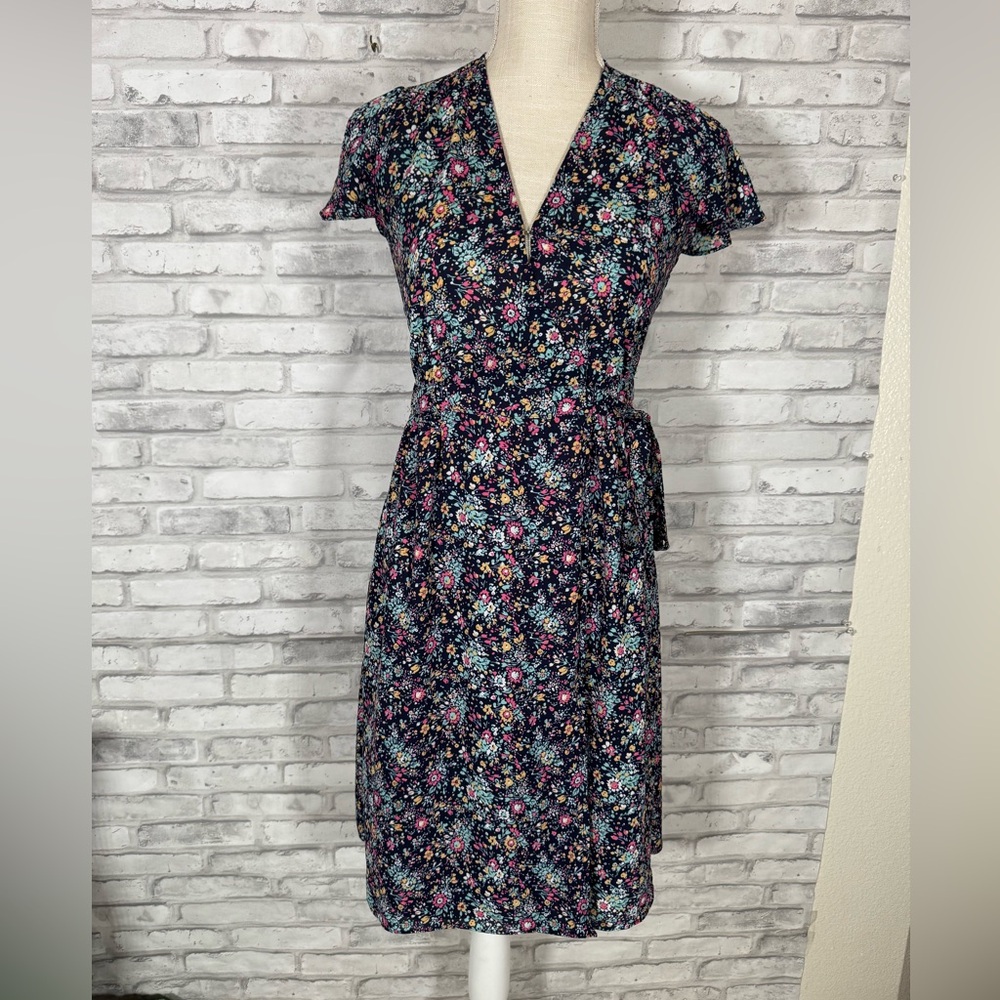 Maison Jules Blue Floral Wrap Dress